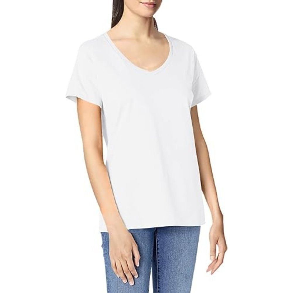 Tahari Women's Pale Blue V-neck Short Sleeves Rayon T-shirt Size Small